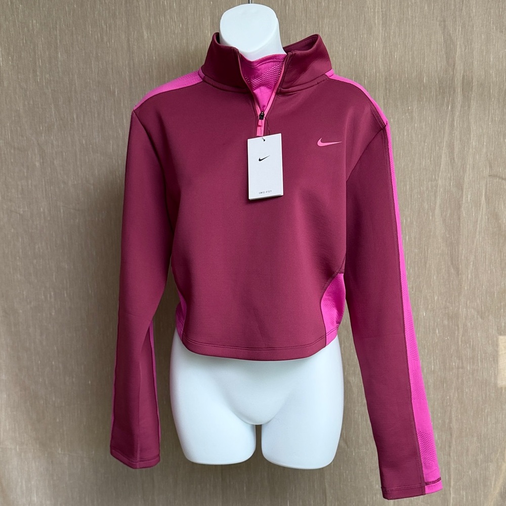 Nike Pro Magenta & Pink Zip Crop Pullover